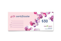 Nail Salon Gift Certificate Template Design inside Fresh Beauty Salon Gift Certificate