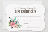 Painted Floral Salon Gift Certificate Template within Best Salon Gift Certificate