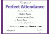 Perfect Attendance Certificate Template | Attendance throughout Fresh Perfect Attendance Certificate Template Editable