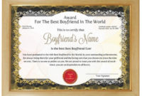 Personalized Award Certificate For Worlds Best Boyfriend in Best Best Boyfriend Certificate Template