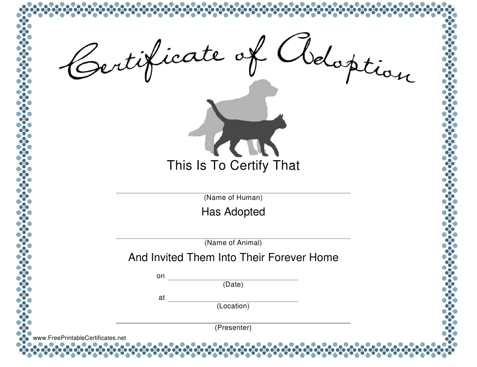 Pet Adoption Certificate Template Download Printable Pdf throughout Unique Pet Adoption Certificate Editable Templates