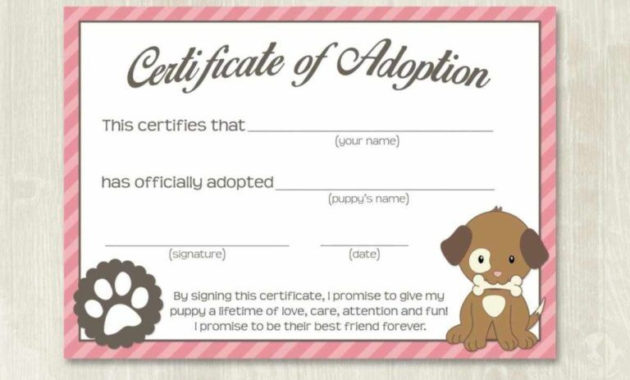 Pet Adoption Certificate Template, Fake Adoption Papers For inside Pet Adoption Certificate Editable Templates