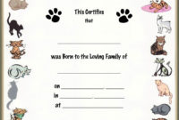 Pet Birth Certificate | All Blank & Printed Pet Keepsake intended for Pet Birth Certificate Templates Fillable