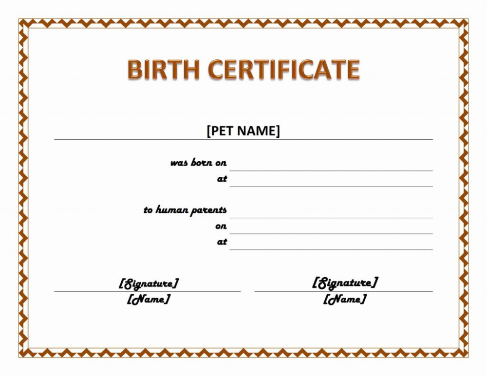 Pet Birth Certificate Template Ms Word Templates Within regarding Unique Pet Birth Certificate Templates Fillable