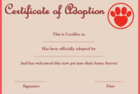 Pet Rock Adoption Certificate Template | Pet Adoption inside Dog Adoption Certificate Template