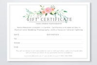 Photography Gift Certificate Template – Gift Card Template – Wedding  Photographer Branding – Newborn Photography Template – Family Portrait regarding Wedding Gift Certificate Template