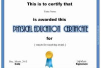 Physical Education Awards And Certificates – Free in Unique Physical Education Certificate 8 Template Designs
