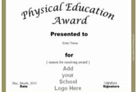 Physical Education Awards And Certificates – Free with regard to Unique Pe Certificate Templates