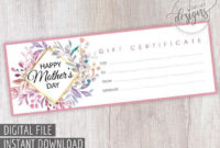 Pin On Printable Gift Certificate inside Mothers Day Gift Certificate Template