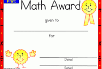 Pinchristie Lambert On Kindergarten | Math, Award with regard to Math Award Certificate Templates