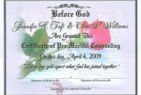 Premarital Certificate Of Completion Template | Certificate with Fresh Marriage Counseling Certificate Template