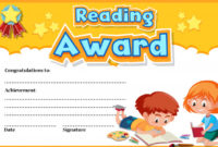 Premium Vector | Certificate Template For Reading Award With for Reading Achievement Certificate Templates