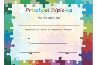 Preschool Diploma Printable Certificate with regard to Best Preschool Graduation Certificate Free Printable