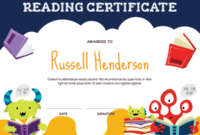 Printable Monster Reading Award Certificate Template with Fresh Reading Achievement Certificate Templates