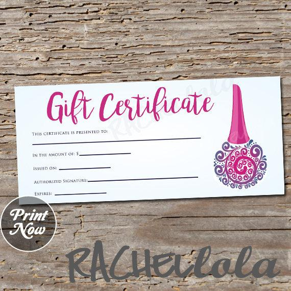 Printable Nail Salon Gift Certificate Template, Manicure, Pedicure, Nail  Tech Polish Voucher Card, Mothers Day, Instant Digital Download throughout Best Nail Salon Gift Certificate