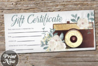 Printable Photography Gift Certificate Template Photo with Unique Printable Photography Gift Certificate Template