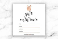 Printable Rose Gold Gift Certificate Template | Editable Photography Studio  Gift Card Design | Photoshop Template Psd | Instant Download throughout Restaurant Gift Certificate Template 2018 Best Designs