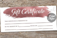 Printable Rose Gold Gift Certificate Template, Photography Voucher, Hair  Salon Gift Card, Bakery, Restaurant, Mary Kay, Instant Download with Unique Hair Salon Gift Certificate Templates
