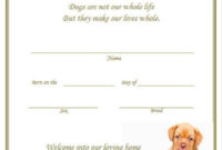 Puppy Birth Certificate – Blue Shoe (Instant Download) | Dog with Dog Birth Certificate Template Editable