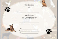 Puppy Birth Certificate Template Free Unique 85 Best Raisin intended for Pet Birth Certificate Templates Fillable