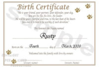 Puppy Birth Certificates | Birth Certificate Template, Dog pertaining to Fresh Puppy Birth Certificate Template