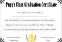 Puppy Class Graduation Certificate Template | Puppy Classes throughout Best Dog Obedience Certificate Template