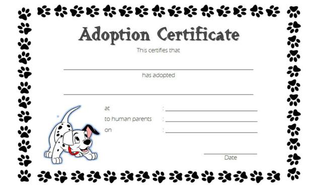 Puppy Dog Adoption Certificate Template Free 2 In 2020 intended for Pet Adoption Certificate Editable Templates