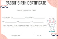 Rabbit Birth Certificate: 10 Certificates Free To Print And in Cute Birth Certificate Template