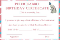 Rabbit Birth Certificate: 10 Certificates Free To Print And throughout Fresh Rabbit Adoption Certificate Template 6 Ideas Free