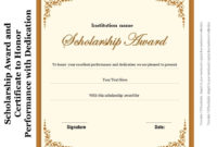Scholarship Award And Certificate To Honor Performance With inside 10 Scholarship Award Certificate Editable Templates
