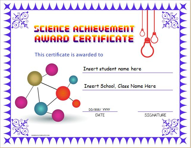 Science Achievement Award Certificates | Word &amp; Excel Templates with regard to Science Achievement Award Certificate Templates