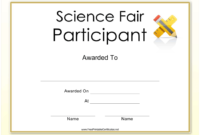 Science Fair Participant Certificate Template Download for Science Fair Certificate Templates