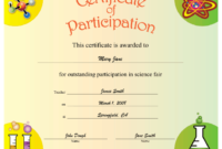 Science Participation Certificate Printable Certificate inside Fresh Science Fair Certificate Templates