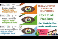 Slogan Writing, Poster Making & Essay Writing Contest On within Essay Writing Competition Certificate 9 Designs