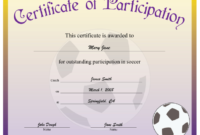 Soccer Participation Certificate Printable Certificate inside Fresh Soccer Certificate Template Free 21 Ideas