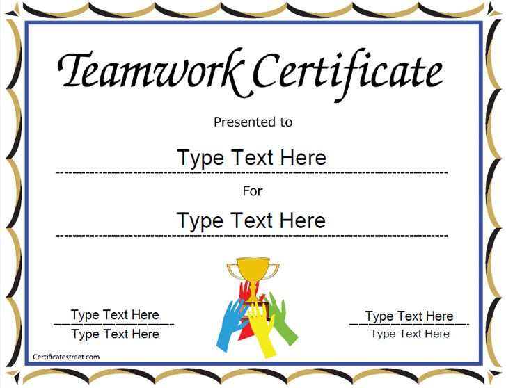 Special Certificate - Team Work Certificate within Best Free Teamwork Certificate Templates 10 Team Awards