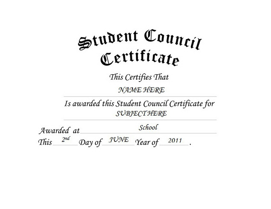 Fresh Student Council Certificate Template Free Best Templates Ideas