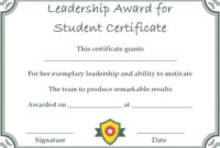 Student Leadership Certificate: 10+ Best Student Leadership throughout Best Student Leadership Certificate Template