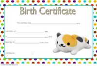 Stuffed Animal Birth Certificate Template Free For Cat Doll throughout Stuffed Animal Birth Certificate Template 7 Ideas