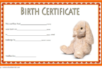 Stuffed Animal Birth Certificate Template Free For Rabbit with regard to Stuffed Animal Birth Certificate