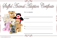 Stuffed Animal Pet Adoption Certificate Template Free 1 In for Stuffed Animal Adoption Certificate Editable Templates