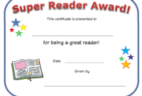Super Reader Award Certificate Template Download Printable with Super Reader Certificate Template