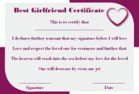 Surprise Your Girlfriend Using These 16+ Best Girlfriend inside Best Girlfriend Certificate Template