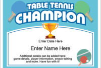 Table Tennis Champion Certificate – Free Award Certificates for Table Tennis Certificate Template Free
