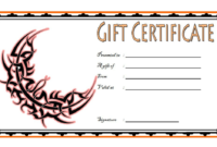 Tattoo Gift Certificate Template Free 2 | Gift Certificate within Unique Tattoo Gift Certificate Template Coolest Designs