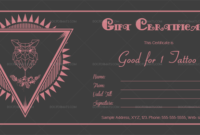 Tattoo Shop Gift Certificate Template (Owl) – Doc Formats In throughout Unique Tattoo Gift Certificate Template Coolest Designs