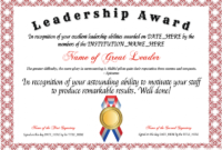 Template : The Glamorous Certificates – School Of Management within Leadership Certificate Template Designs