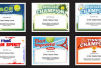 Tennis Certificates Templates | Tennis Awards | Participation in Tennis Participation Certificate