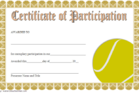 Tennis Participation Certificate Template Free 5 In 2020 with Tennis Participation Certificate