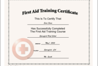This Certificate, With A Red Cross Seal, Certifies The for Unique First Aid Certificate Template Free